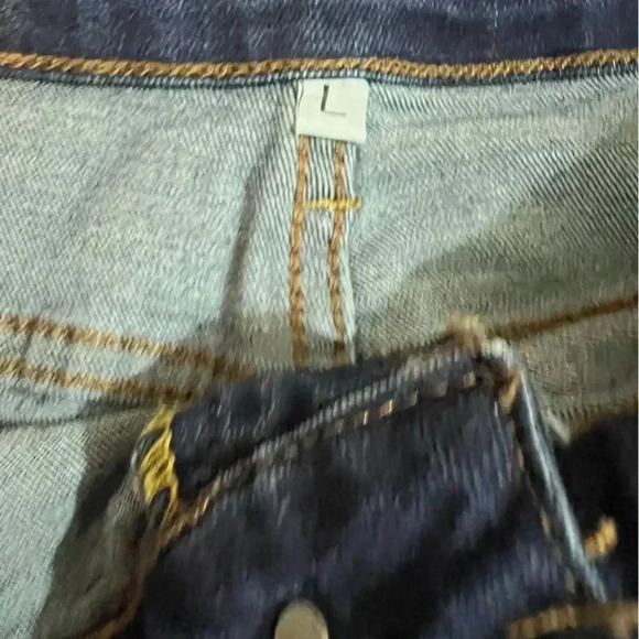 WEAR JEANS Deep Blue Distressed denim frayed bottom classic Straight cut jeans - Picture 4 of 7